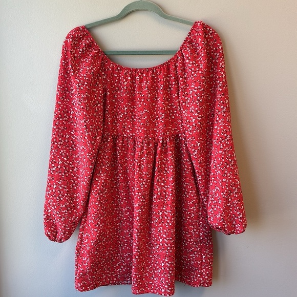 Wild Fable Red Floral Long Sleeve Dress tunic XS - Picture 6 of 7